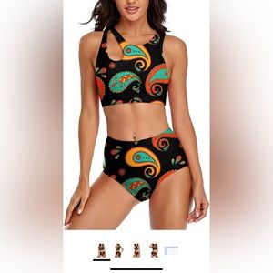 SELINK TwoPiece Bathing Suit CutOut Racerback Swimsuit High Waisted Bikini Set L